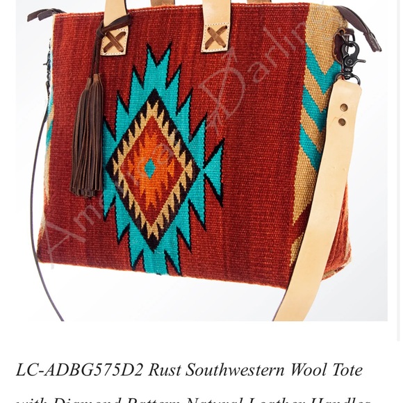 American Darling Brown and Tan Geometric Tote - Picture 7 of 7